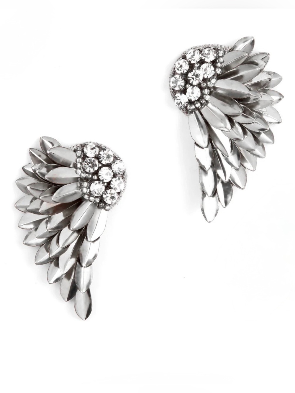 NEW Deepa Gurnani $98 Silver Crystal Wing Stud Earrings - Women Jewelry